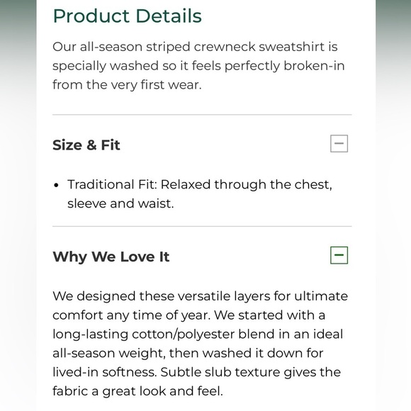 Men’s L.L. Bean Blue 'Lakewashed' Striped Cotton Crewneck Pullover Size Medium - Picture 10 of 11